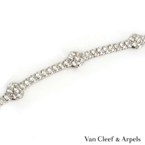 Van Cleef and Arpels 18k White Gold Diamond Fleurette Bracelet