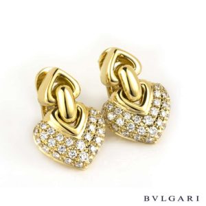 Bvlgari 18k Yellow Gold Doppio Cuore Diamond Earrings 2.00cts