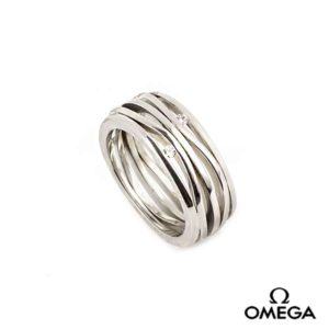 Omega 18k White Gold Diamond Set Aqua Ring