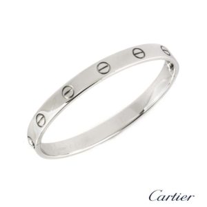 Cartier 18k White Gold Love Bangle Size 16 B&P B6035416