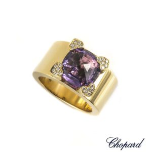 Chopard 18k Yellow Gold Amethyst and Diamond Ring 82/3832/5