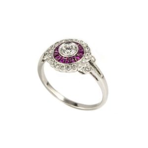 18k White Gold Diamond and Ruby Ring