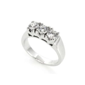 18k White Gold Three Stone Diamond Ring 0.98ct G/VS2