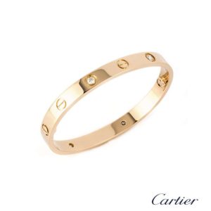 Cartier 18k Rose Gold Half Diamond Love Bangle Size 16 B6036016