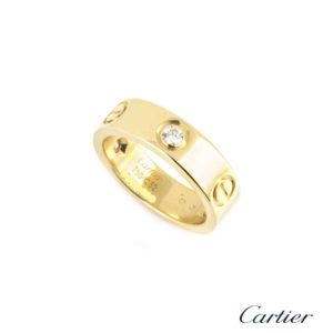 Cartier 18k Yellow Gold Half Diamond Love Ring Size 56 B4032400