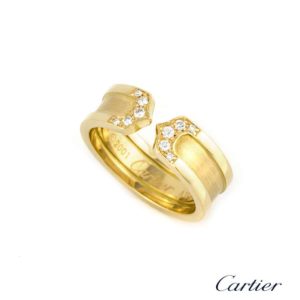 Cartier 18k Yellow Gold Diamond Set C de Cartier Ring