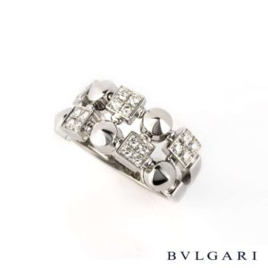 Bvlgari 18k White Gold Diamond Set Lucea Ring