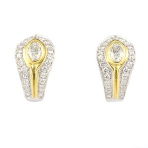 18k Yellow and White Gold Diamond Set Earrings 1.10ct