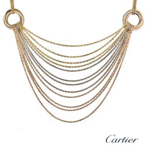 Cartier 18k Three Colour Gold Multi Strand Trinity Necklace
