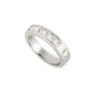 Princess Cut Diamond Half Eternity Ring in Platinum 1.05ct