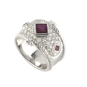 18k White Gold Diamond and Ruby Dress Ring