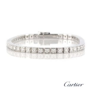 Cartier 18k White Gold Diamond Lanieres Line Bracelet Size 14