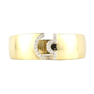 18k Yellow Gold Diamond Set Hinged Bangle