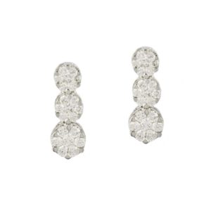 18k White Gold Diamond Cluster Drop Earrings 0.70ct