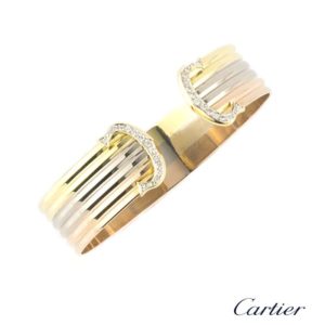 Cartier 18k Three Colour Gold C de Cartier Diamond Set Bangle