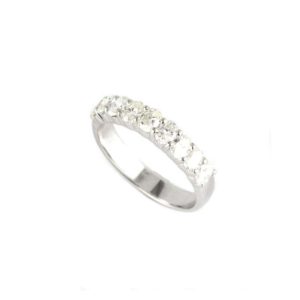18k White Gold Oval Cut Diamond Half Eternity Ring 1.08ct