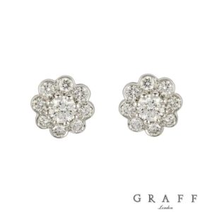 Graff 18k White Gold Diamond Set Cluster Earstuds 0.73ct