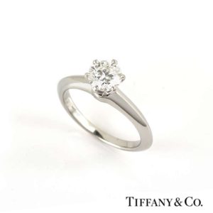 Tiffany & Co Round Brilliant Cut Diamond Ring in Platinum 0.66ct E/VS1 B&P