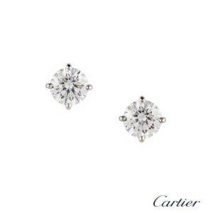 Cartier Round Brilliant Cut Diamond Earstuds in Platinum 1.00ct F/VS2