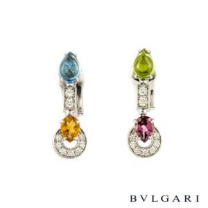 Bvlgari 18k White Gold Multi-Gem Set Allegra Earrings OR853227