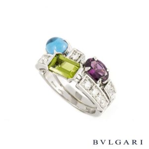 Bvlgari 18k White Gold Multi-Gem Set Allegra Ring AN852712