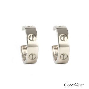 Cartier 18k White Gold Love Earrings B&P B8022400