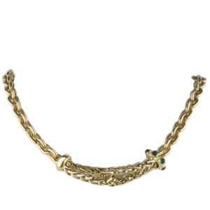 18k Yellow Gold Cabochon Emerald Belcher Chain