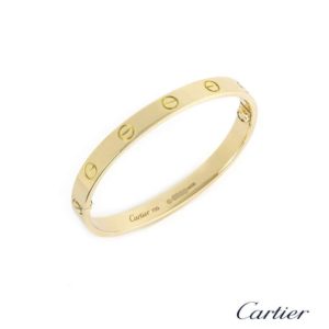 Cartier 18k Yellow Gold Love Bangle Size 17 B&P B6035517