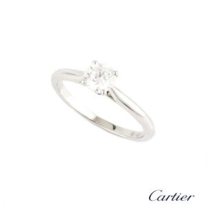 Cartier Round Brilliant Cut Diamond Ring in Platinum 0.60ct G/VS2 N4163600 B&P