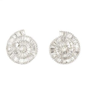 18k White Gold Diamond Shell Earrings 2.16ct