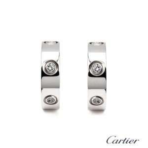 Cartier 18k White Gold Full Diamond Love Earrings B4026000