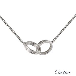 Cartier 18k White Gold Diamond Set Love Necklace B7013700