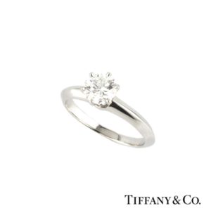 Tiffany & Co. Round Brilliant Cut Diamond Ring in Platinum 0.72ct F/IF B&P
