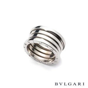 Bvlgari 18k White Gold B. Zero 1 4 Band Ring Size 54