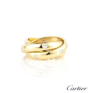 Cartier 18k Yellow Gold Diamond Set Trinity Ring