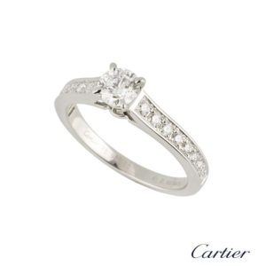 Cartier XXX Round Brilliant Cut Diamond Ring in Platinum 0.40ct E/VVS2
