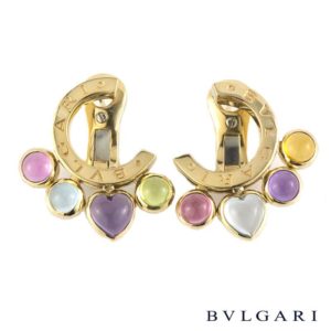 Bvlgari 18k Yellow Gold Allegra Multi gem Earrings