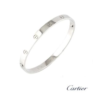 Cartier 18k White Gold Plain Love Bangle Size 21 B6035421