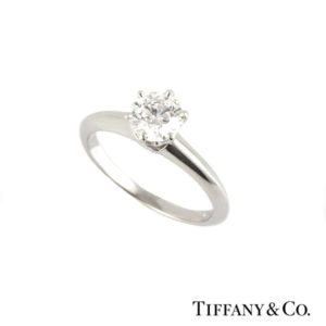Tiffany and Co. Round Brilliant Cut Diamond Ring in Platinum 0.82ct G/VVS2