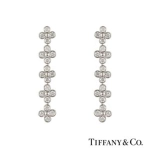 Tiffany & Co. Diamond Set Drop Earrings in Platinum