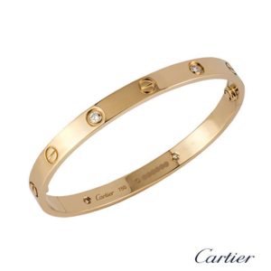 Cartier 18k Rose Gold Half Diamond Love Bangle Size 19 B6036019