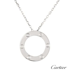 Cartier 18k White Gold Diamond Set Love Pendant B7014600