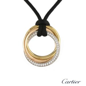 Cartier 18k Three Colour Gold Diamond Set Trinity Necklace B3040900
