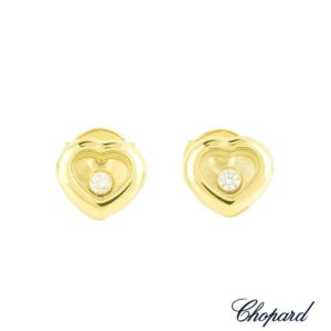 Chopard 18k Yellow Gold Happy Diamonds Heart Earrings 83/4854
