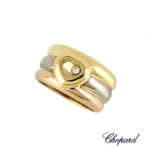 Chopard 18k 3 Colour Gold Happy Diamonds Ring 82/2043-9001