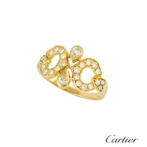 Cartier 18k Yellow Gold Diamond Set C De Cartier Ring 0.88ct