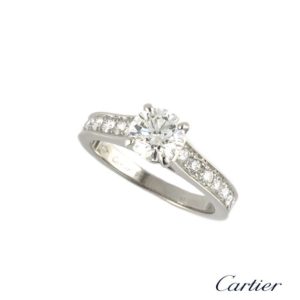 Cartier Round Brilliant Cut Diamond Ring In Platinum 0.81ct F/VVS