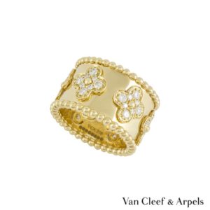 Van Cleef and Arpels 18k Yellow Gold Medium Perl_e Clover Ring