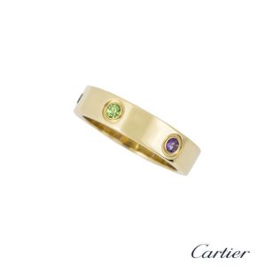 Cartier 18k Yellow Gold Multi Gem Love Ring B&P Size 63