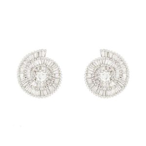 18k White Gold Diamond Set Shell Earrings